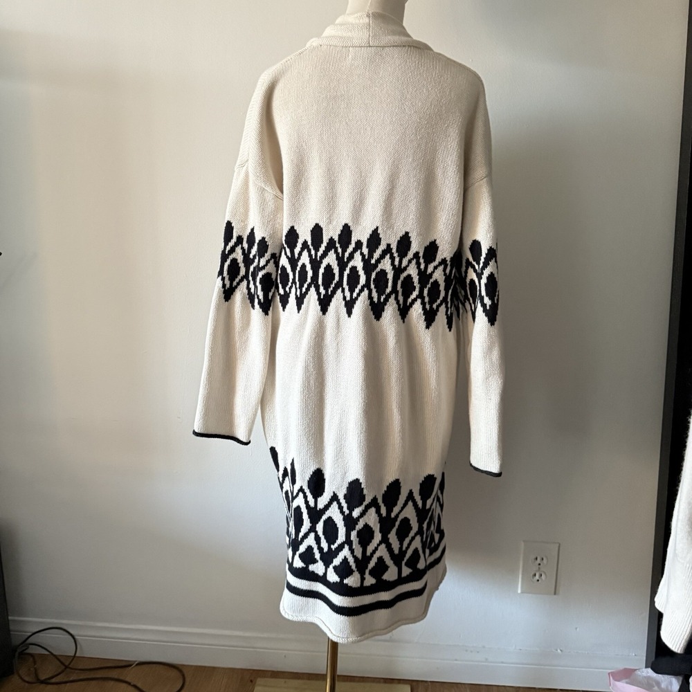 J Crew Point Su Women's Longline Cardigan Southwest Cotton XS Jacquard Knit Open - Picture 6 of 14